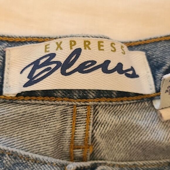 90s Express Bleus High Rise Medium wash Blue Flare Wide Leg Jeans Size 11/12 - Picture 11 of 14